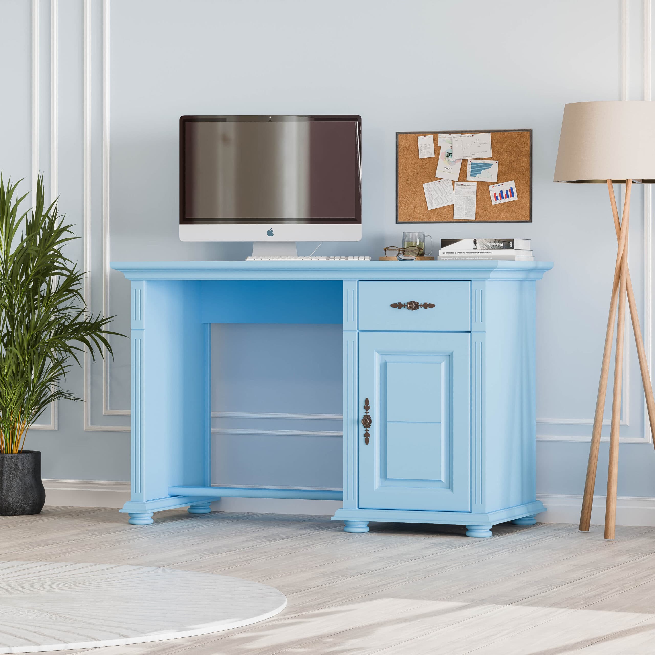 Skagen Baby Blue íróasztal tömör fából, fiókkal