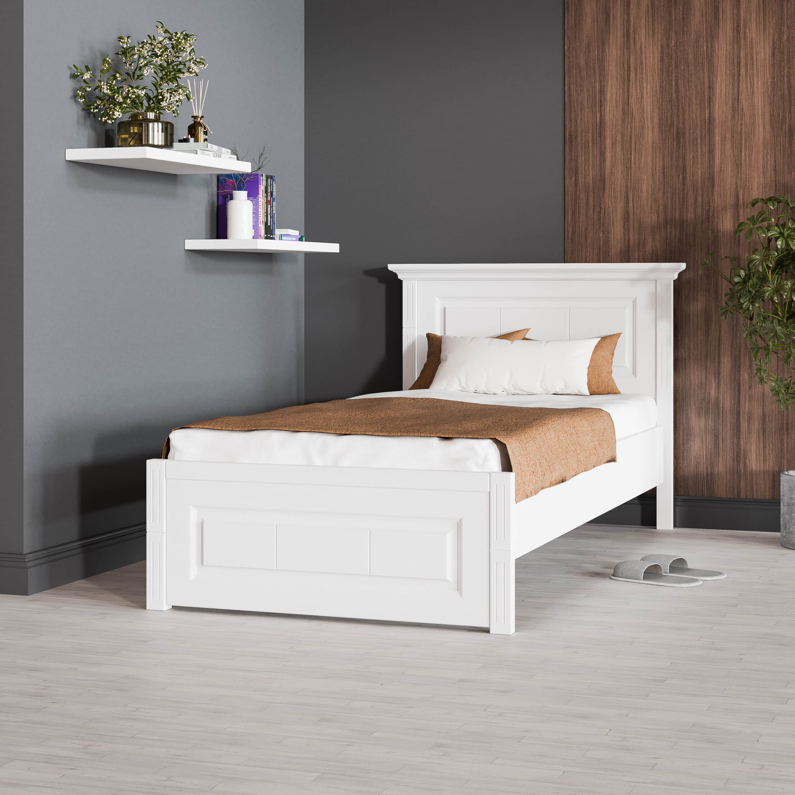 Skagen tömörfa ágy keskeny fejrésszel, 140–180 cm