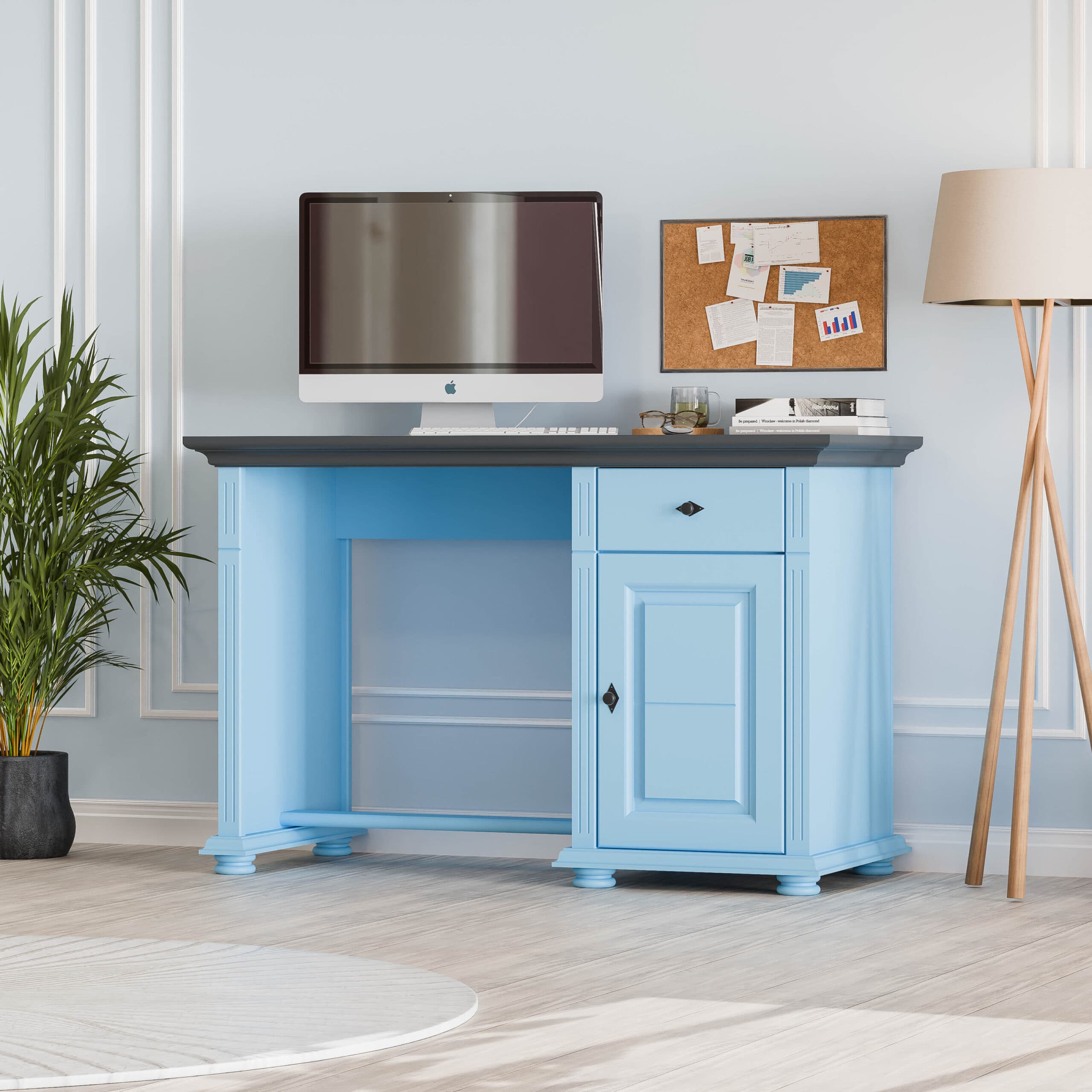 Skagen Baby Blue íróasztal tömör fából, fiókkal
