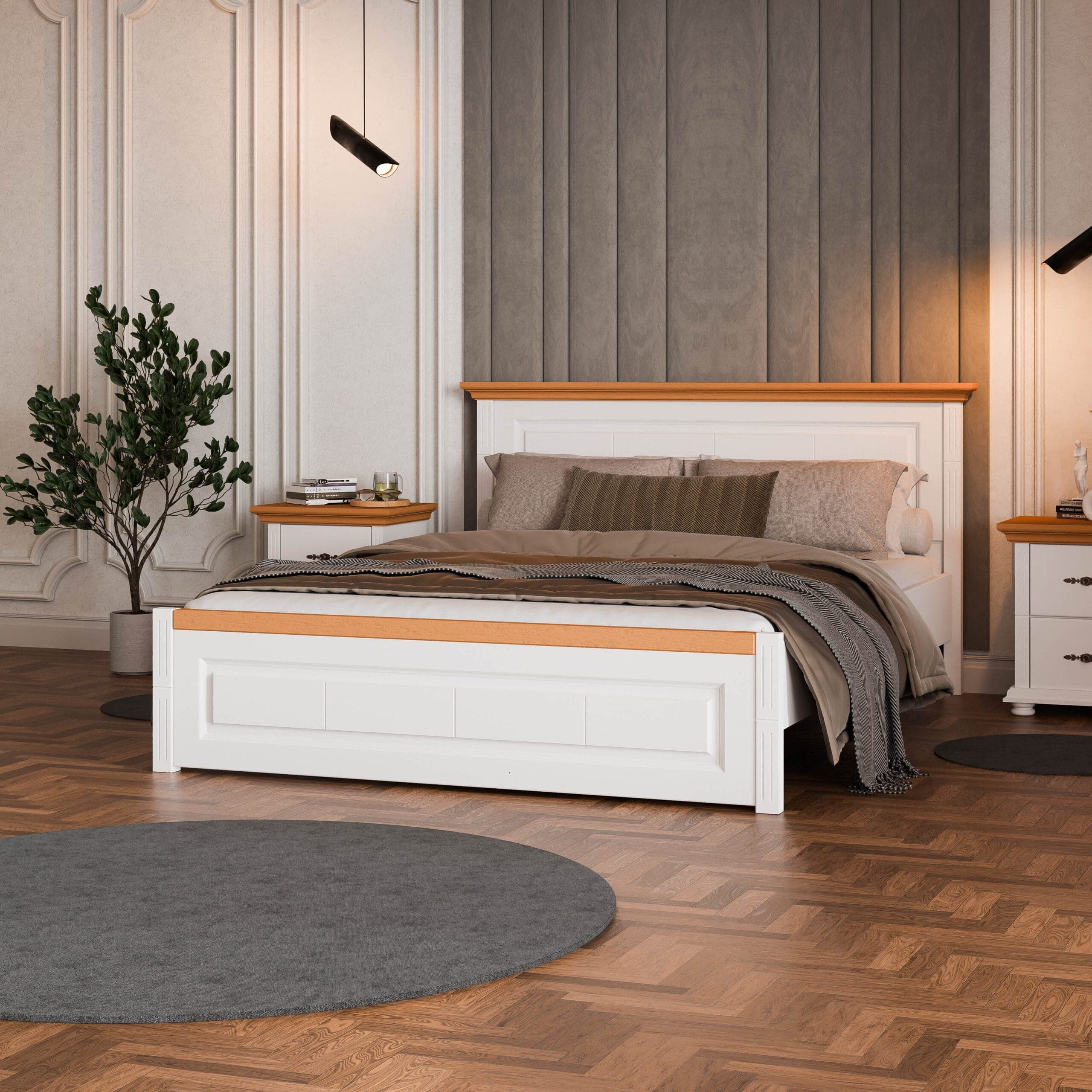 „Skagen” 140 cm-es tömörfa ágy keskeny fejrésszel