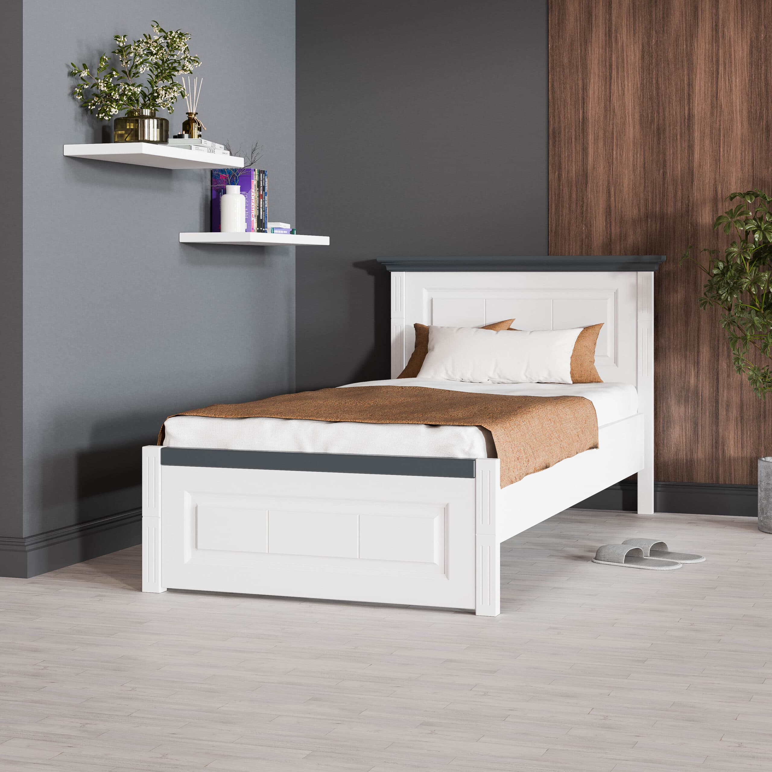 Skagen tömörfa ágy keskeny fejrésszel, 140–180 cm