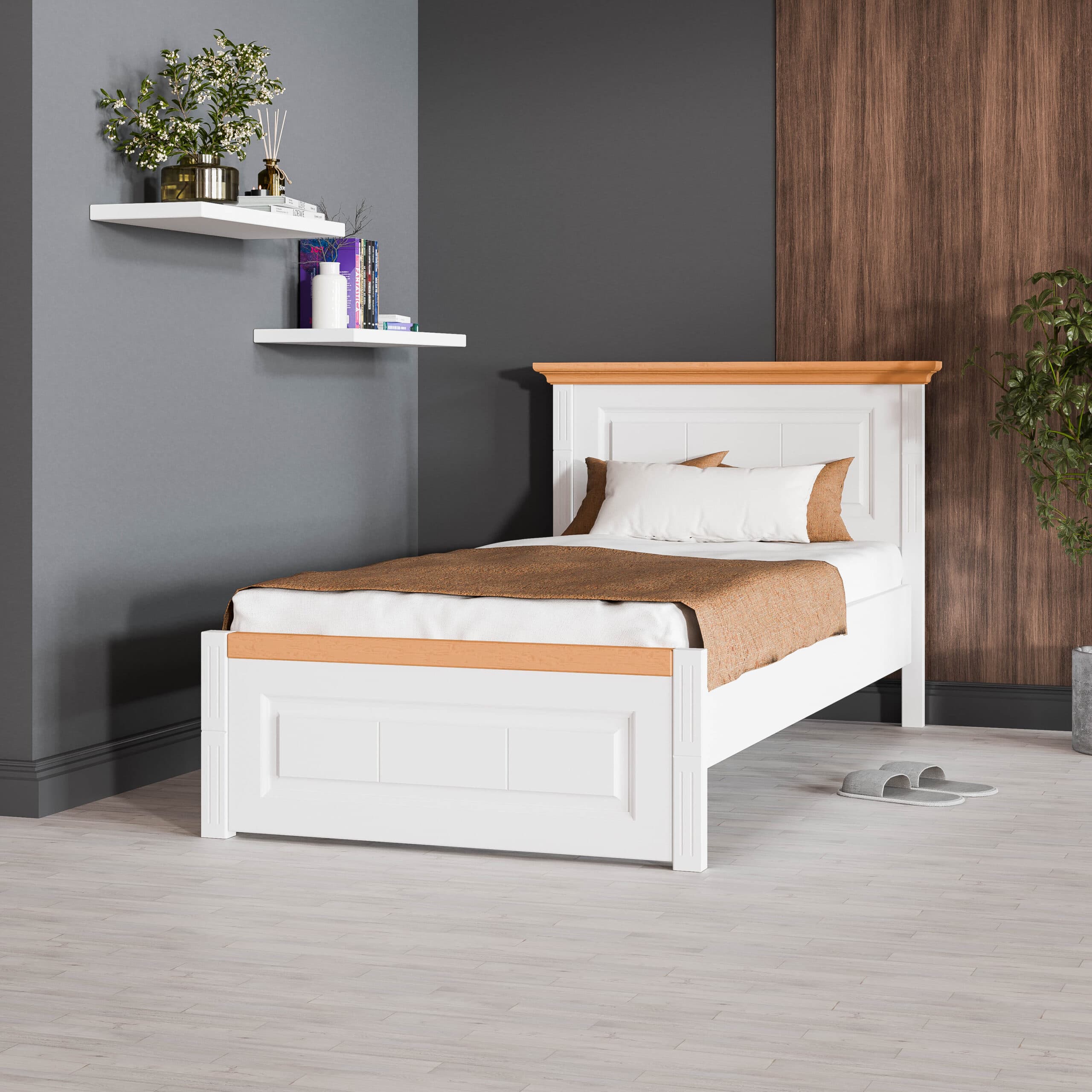 Skagen tömörfa ágy keskeny fejrésszel, 140–180 cm