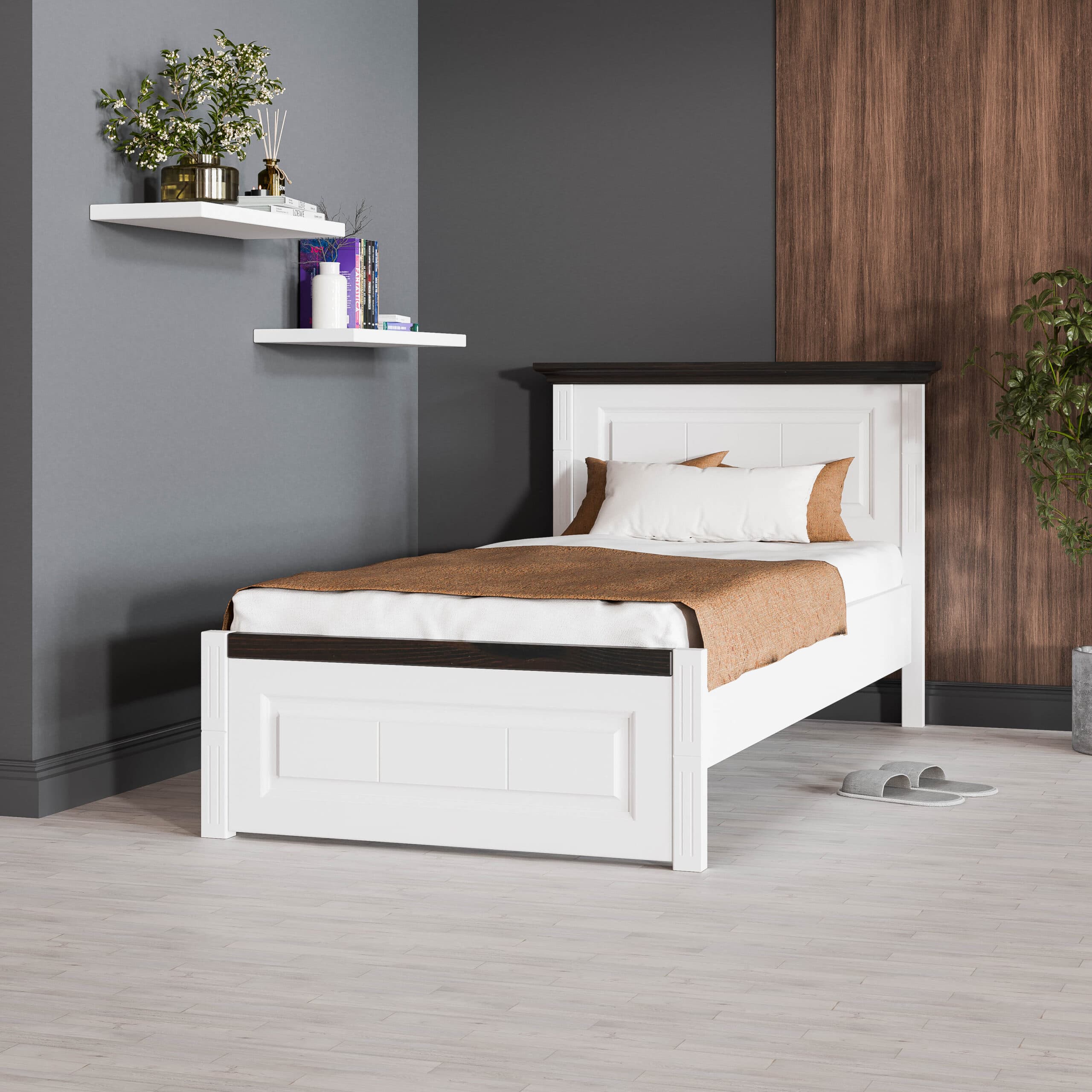 Skagen tömörfa ágy keskeny fejrésszel, 140–180 cm